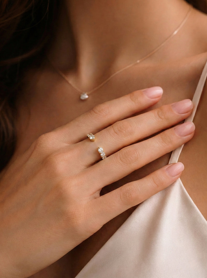 The Pinch | Open Cuff Diamond Band — worn view