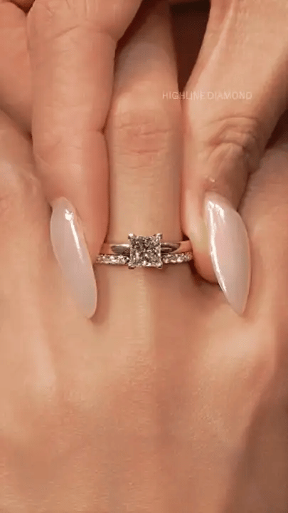 The Ice Cube | Princess Cut Wide Band Ring