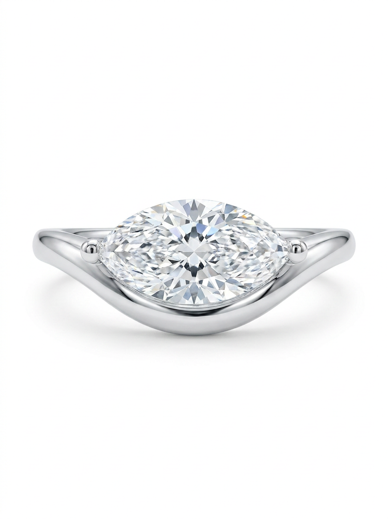 The Skiff | East-West Marquise Sculpted Band — worn view