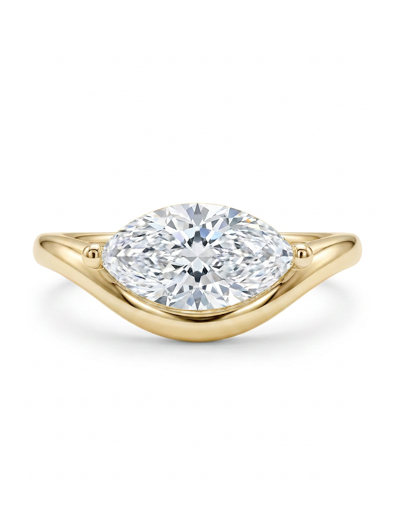 The Skiff | East-West Marquise Sculpted Band