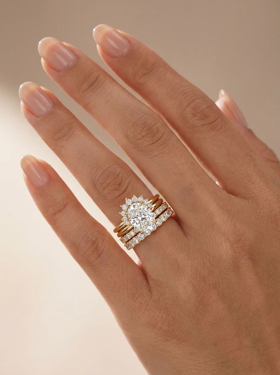 The Meridian | Grand Oval Solitaire & Triple-Eternity Crown Suite