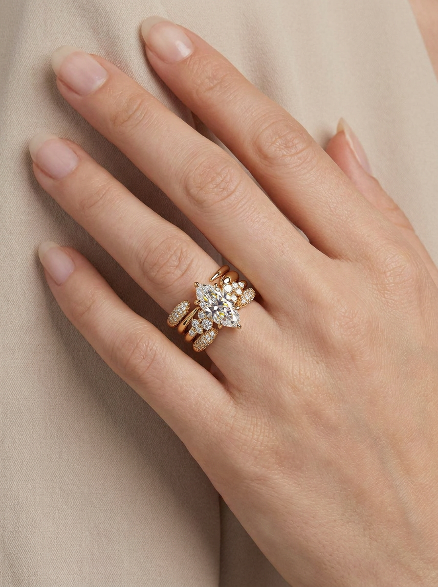 The Artemis | Marquise Solitaire & Sculptural Wing Suite