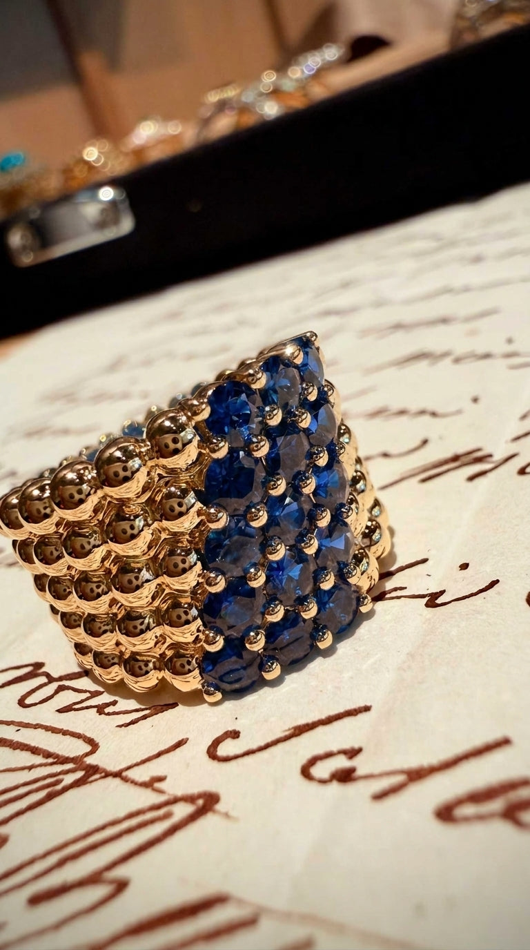 The Current | Haute Joaillerie Beaded Sapphire Wide Band