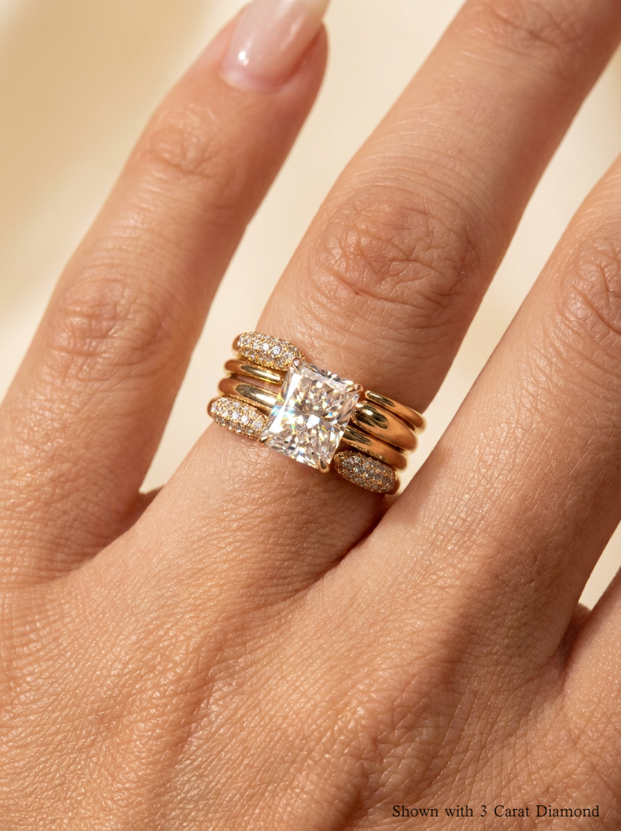 The Serpent Stack | Radiant & Tubular Gold Pavé Set