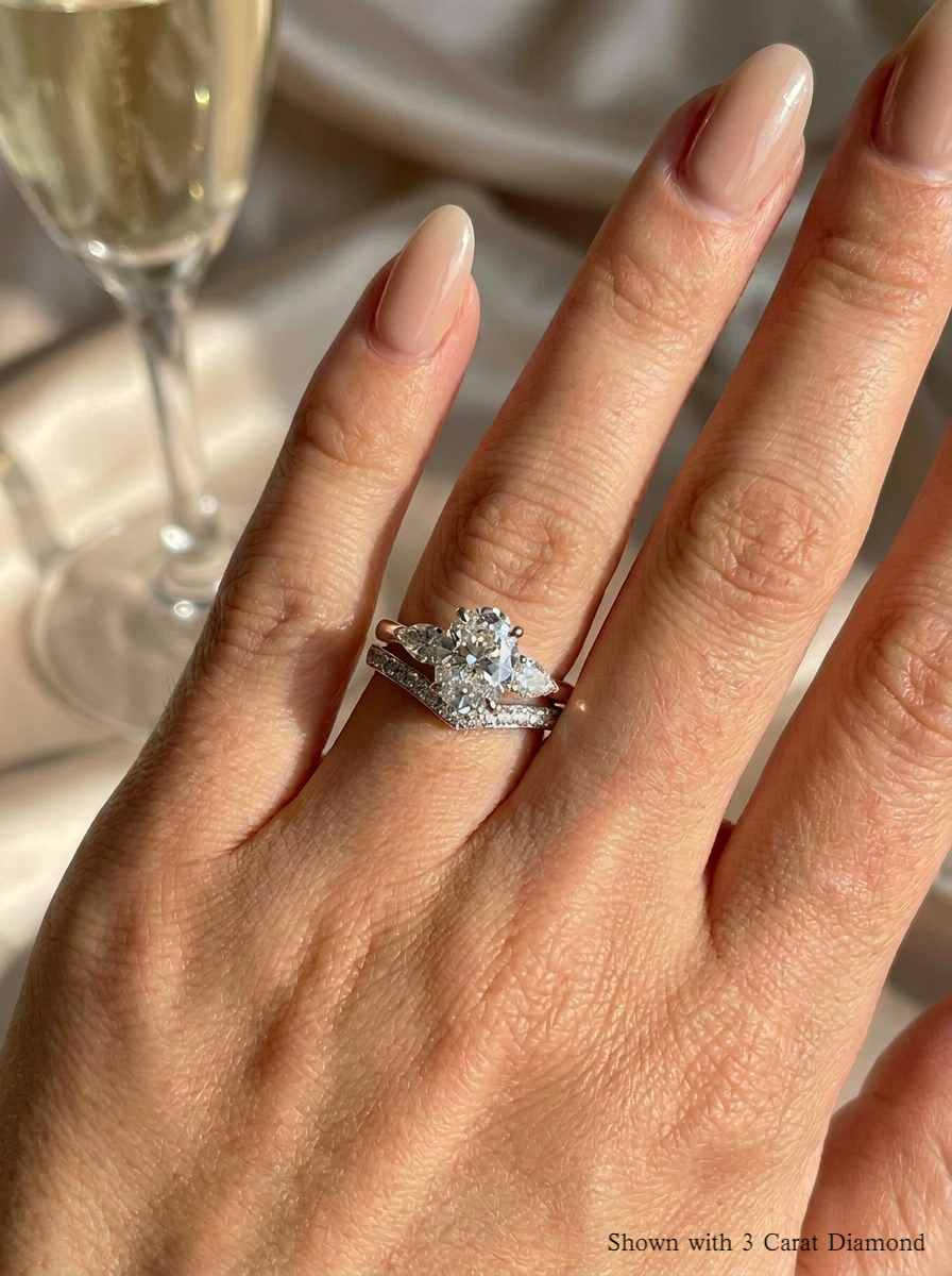 The Sunrise Stack | Oval Three-Stone & Scalloped Curve Band