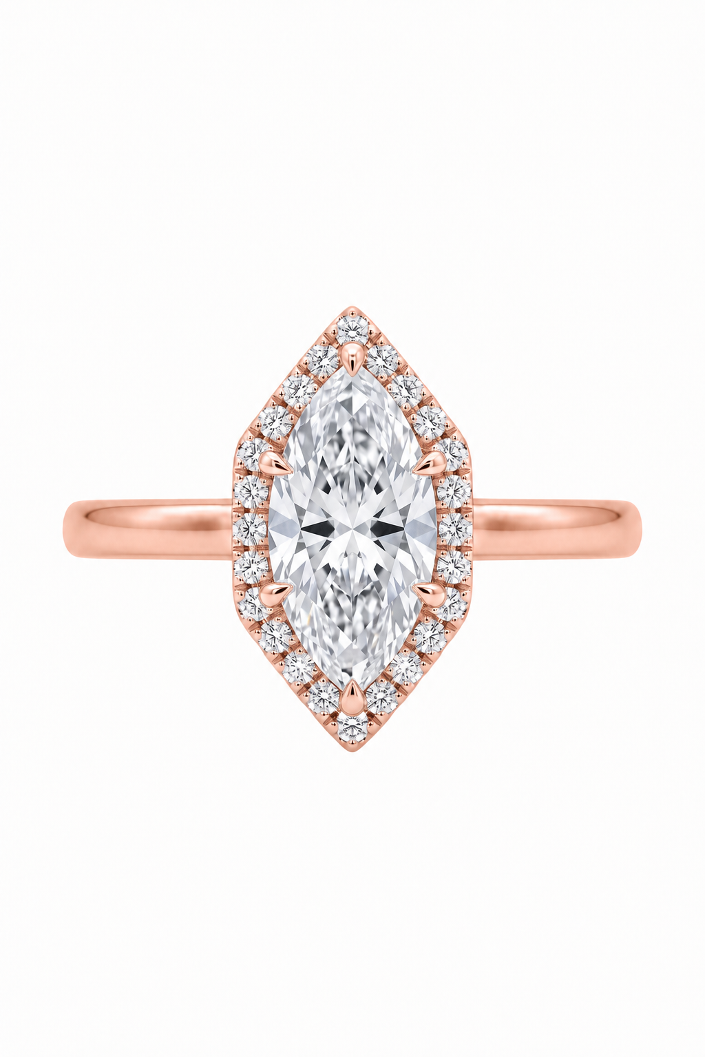 The Marquise Halo | Classic Smooth Band Diamond Ring