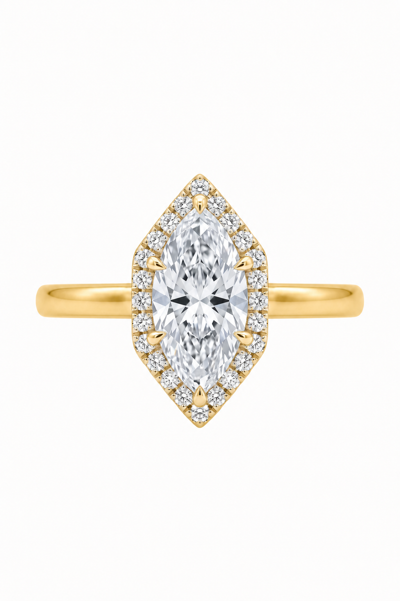 The Marquise Halo | Classic Smooth Band Diamond Ring