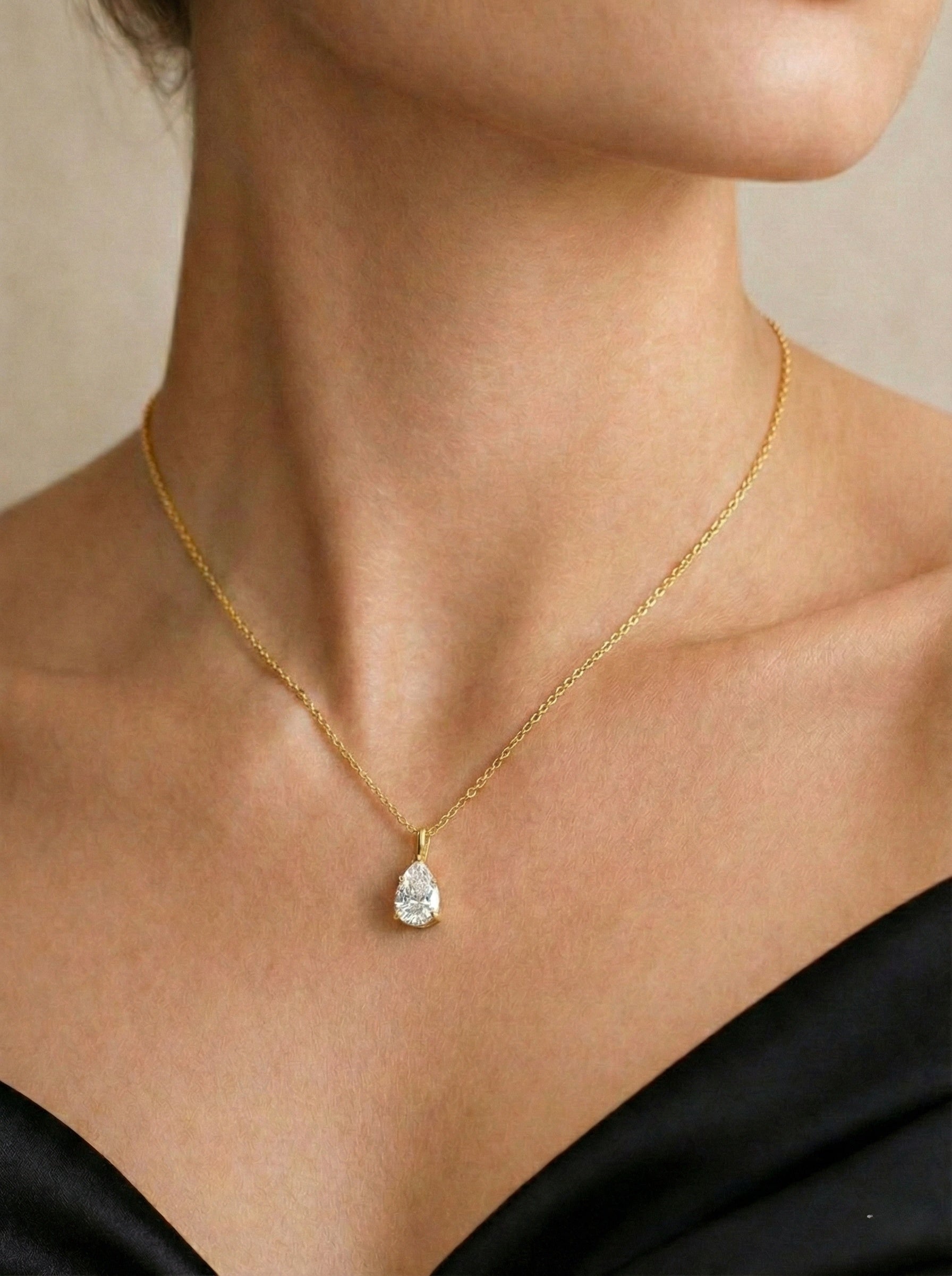 The Raindrop | Pear Diamond Solitaire Necklace