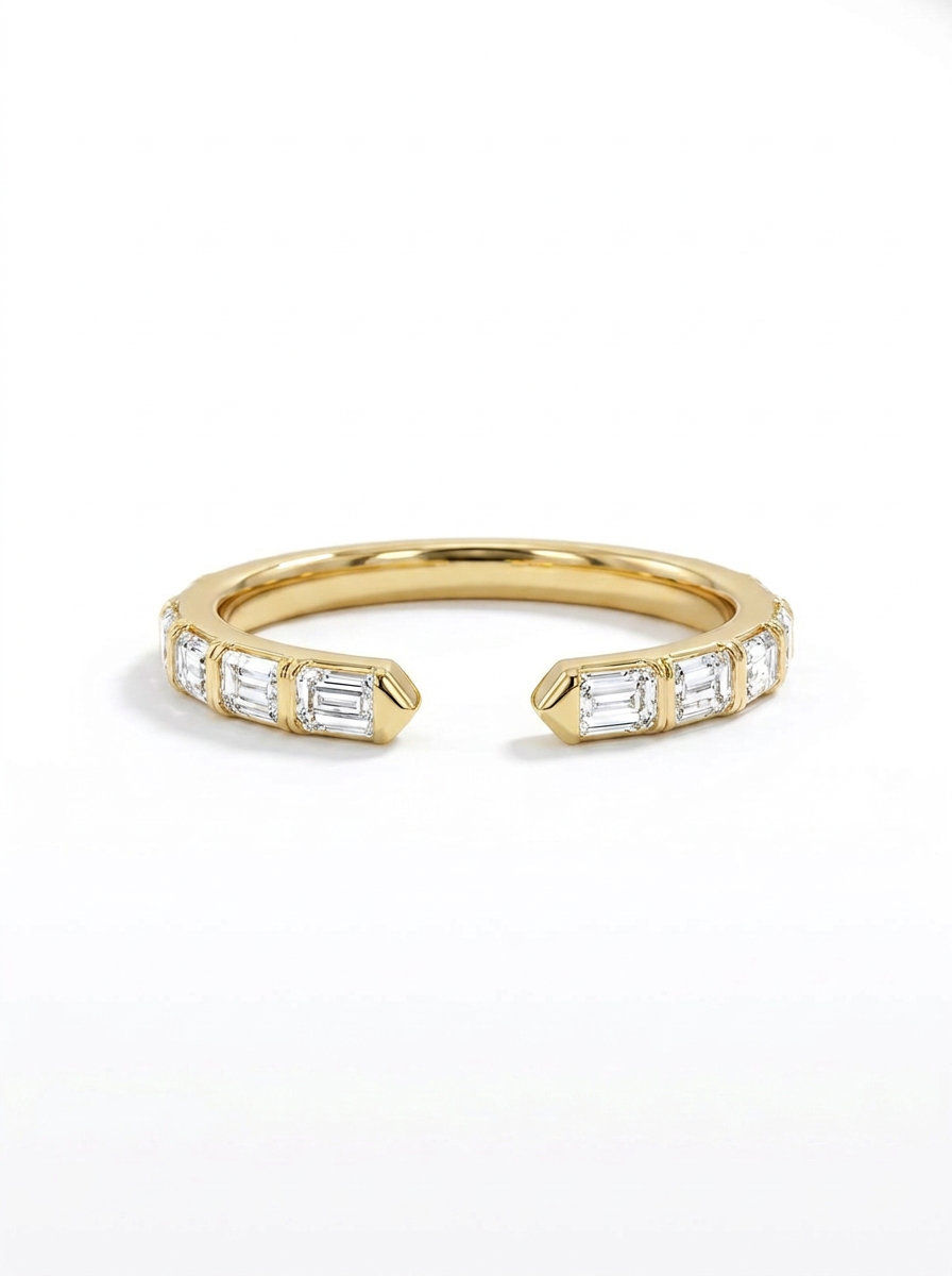 The Open Emerald | East-West Emerald Cut Cuff Band