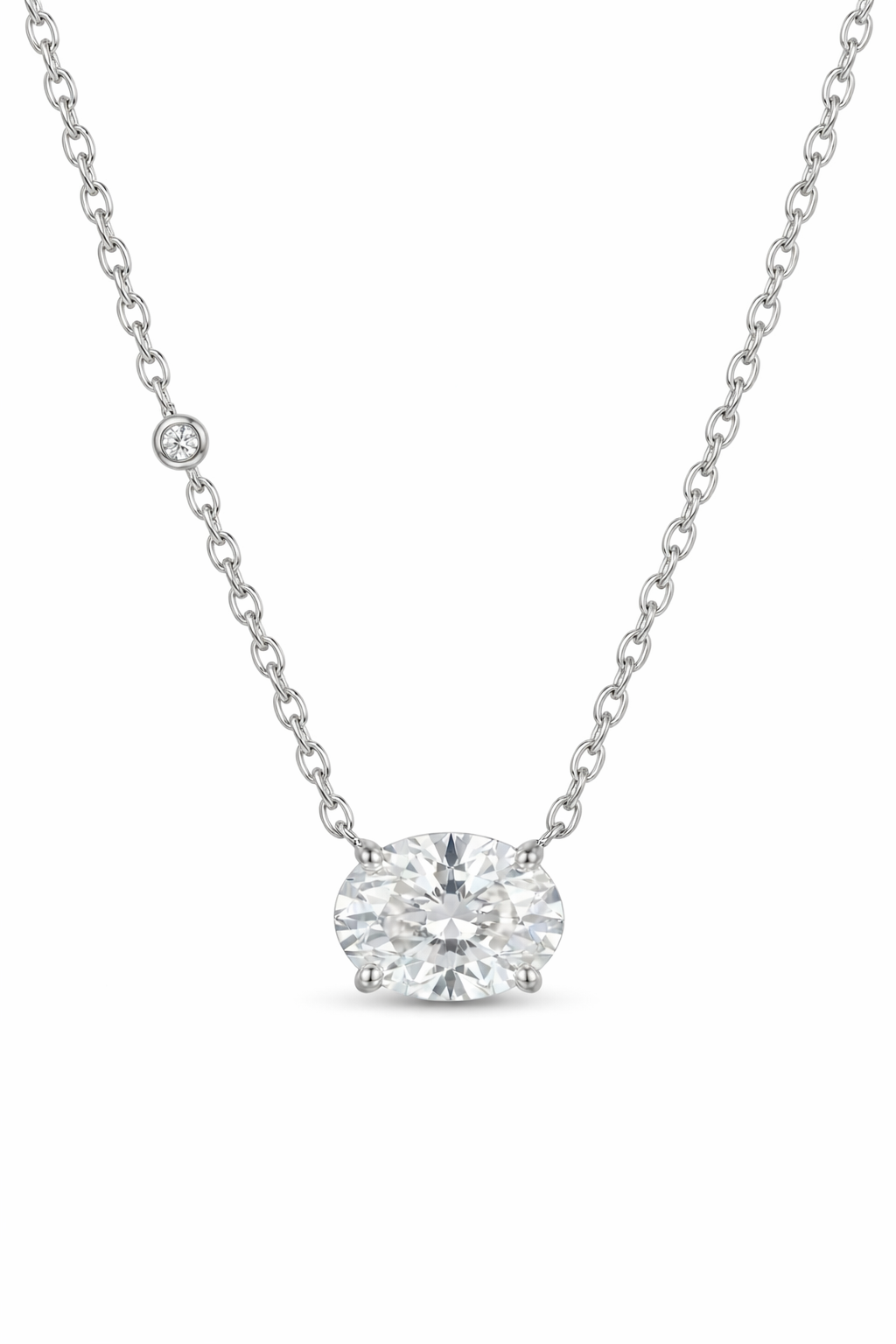 The Como | East-West Oval Solitaire Necklace