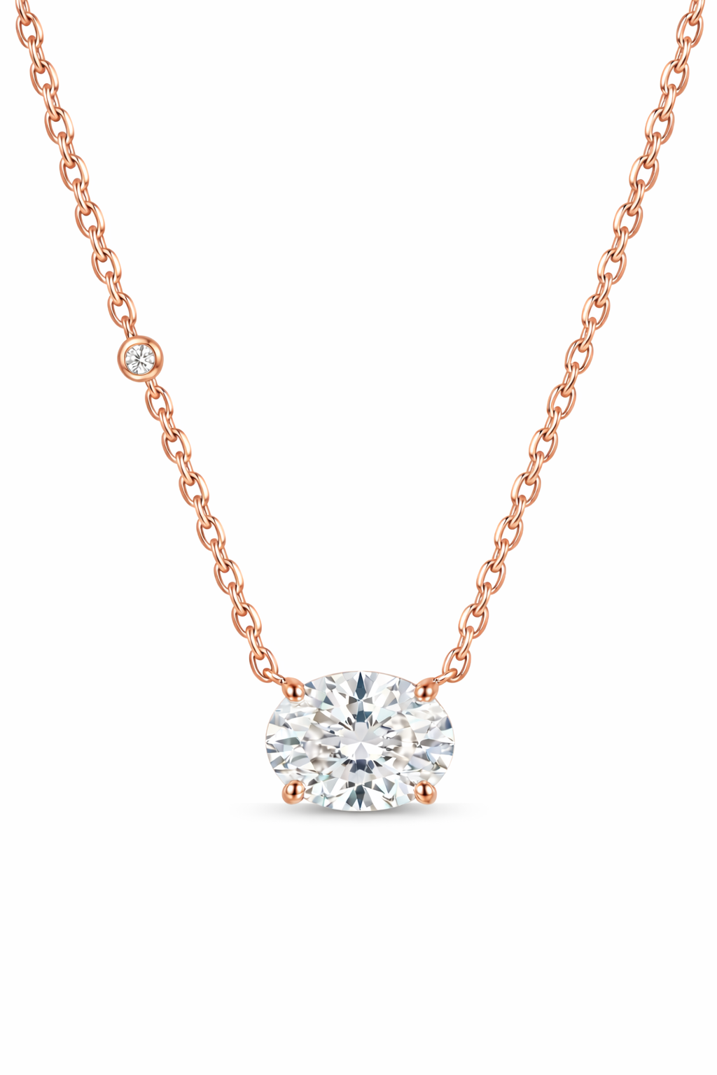 The Como | East-West Oval Solitaire Necklace