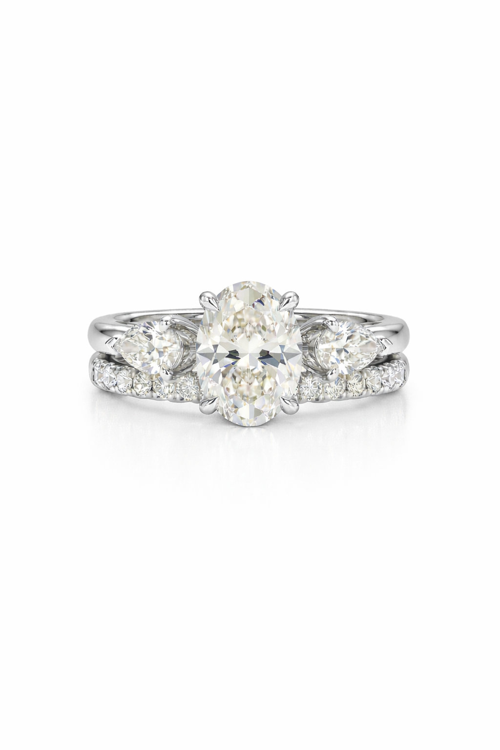 The Embrace | Contoured Three-Stone Bridal Set