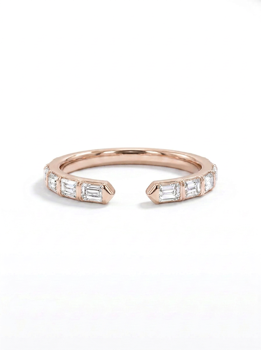 The Open Emerald | East-West Emerald Cut Cuff Band