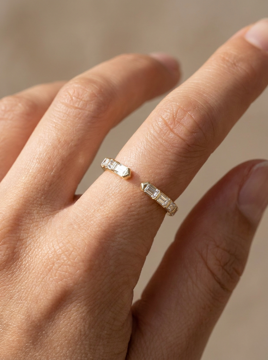 The Open Emerald | East-West Emerald Cut Cuff Band
