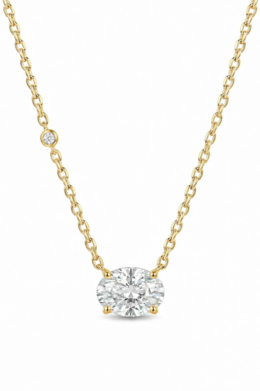 The Como | East-West Oval Solitaire Necklace