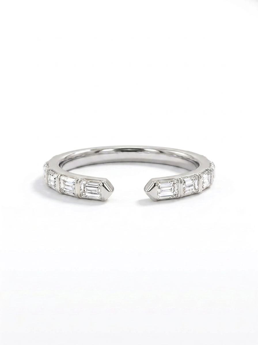 The Open Emerald | East-West Emerald Cut Cuff Band