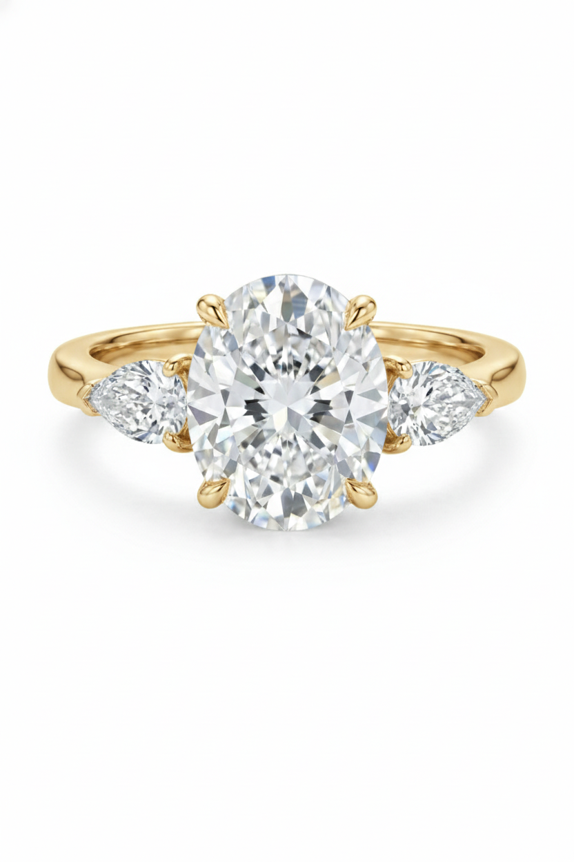 The Sunrise Stack | Oval Three-Stone & Scalloped Curve Band