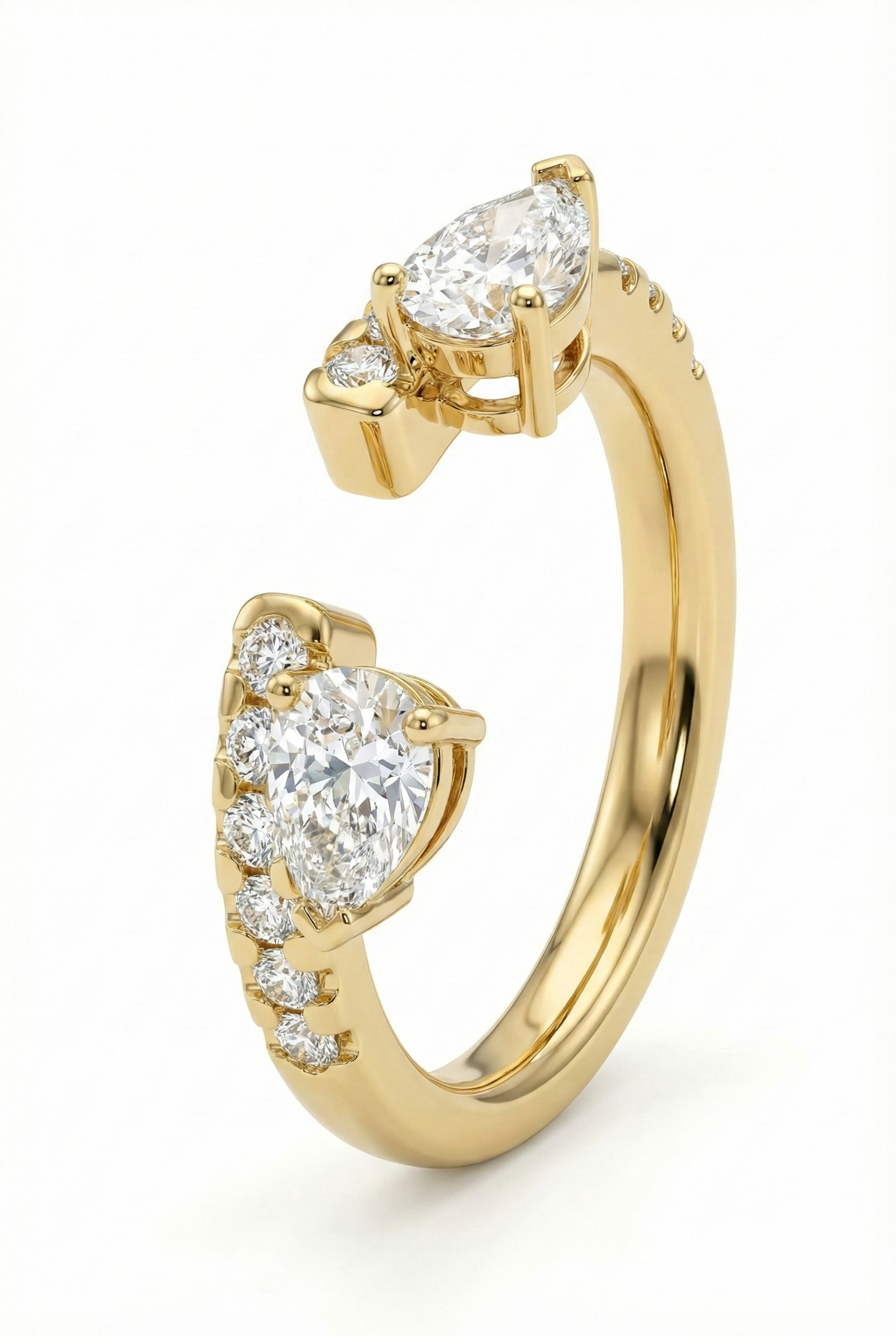 The Trinity | Pear Diamond Open Cuff