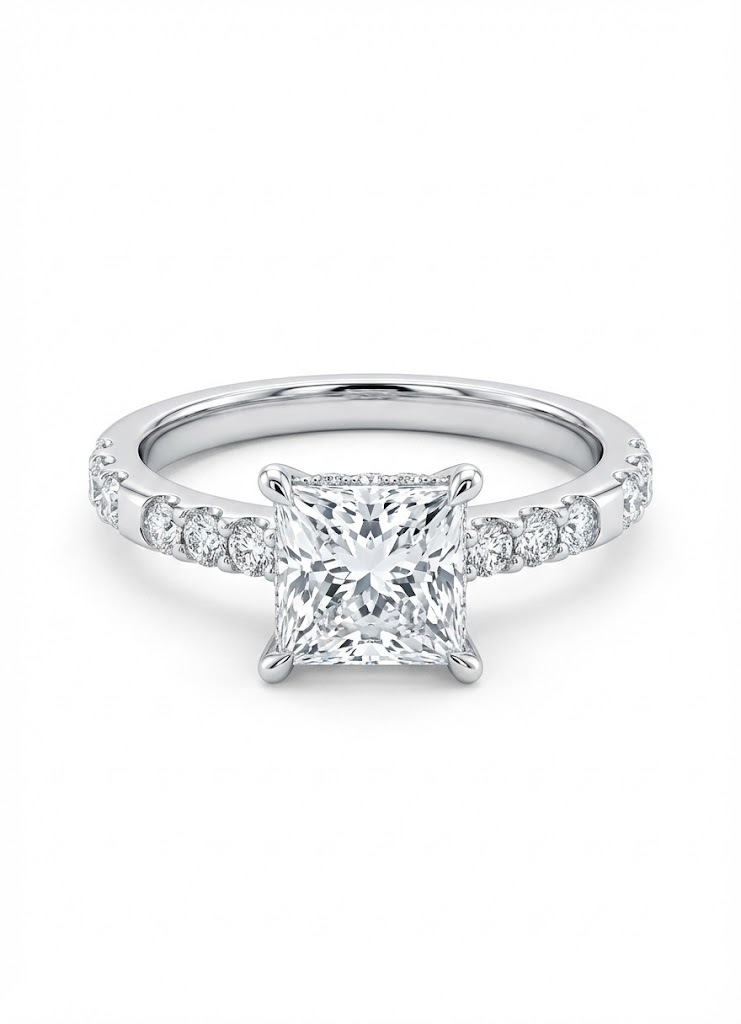 The Duchess | Princess Cut Hidden Halo Ring