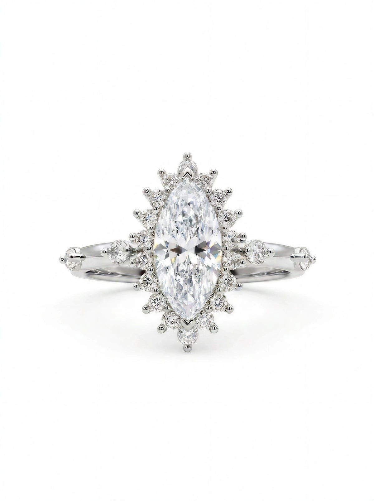 The Sunburst Marquise | Starburst Halo Diamond Engagement Ring