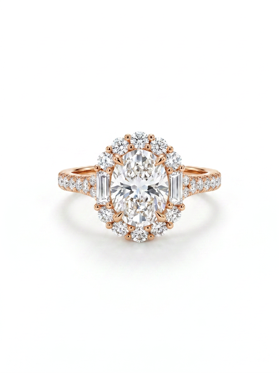 The Baguette Frame Oval | Architectural Baguette & Oval Diamond Ring