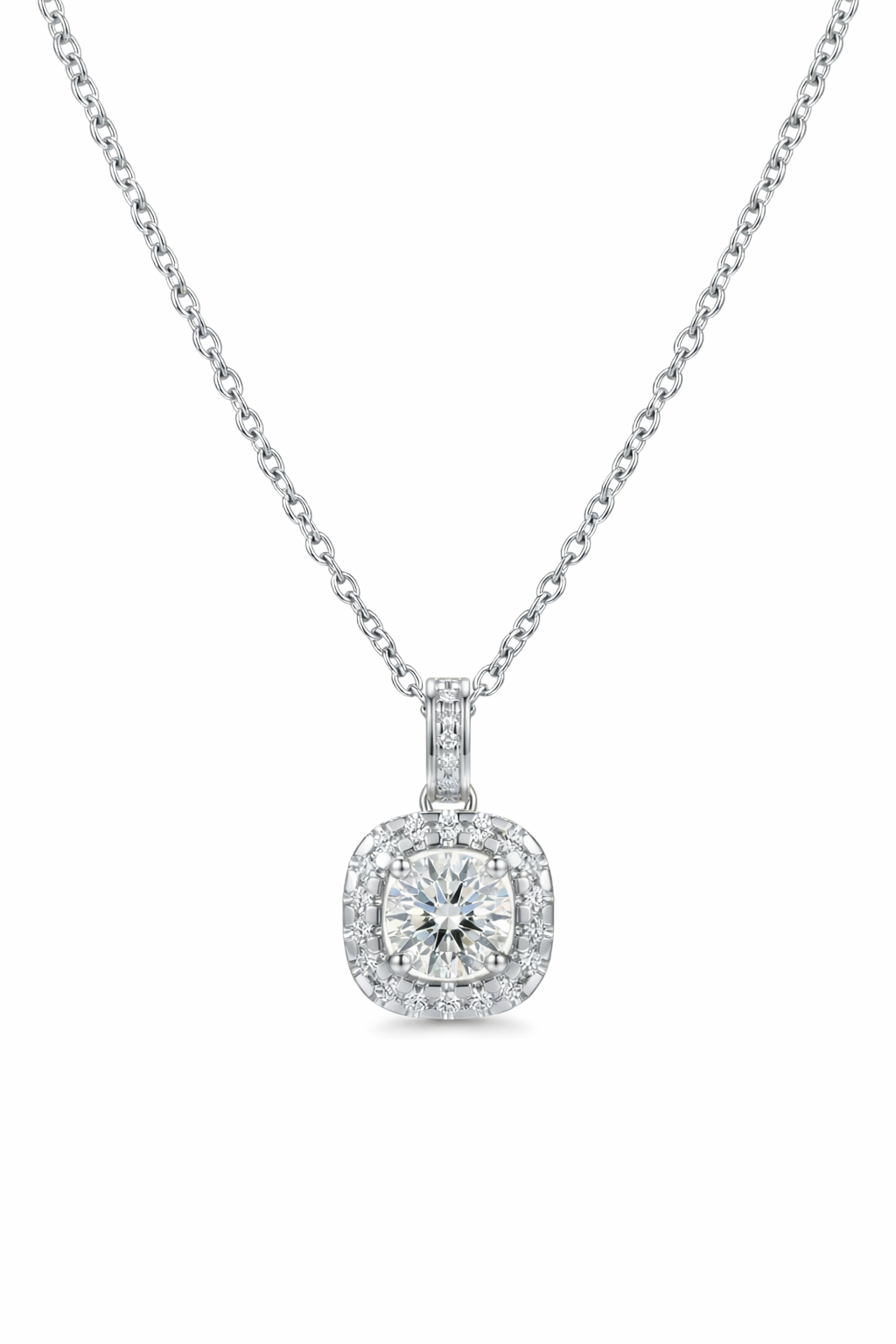 The Forum | Structured Halo Solitaire Pendant
