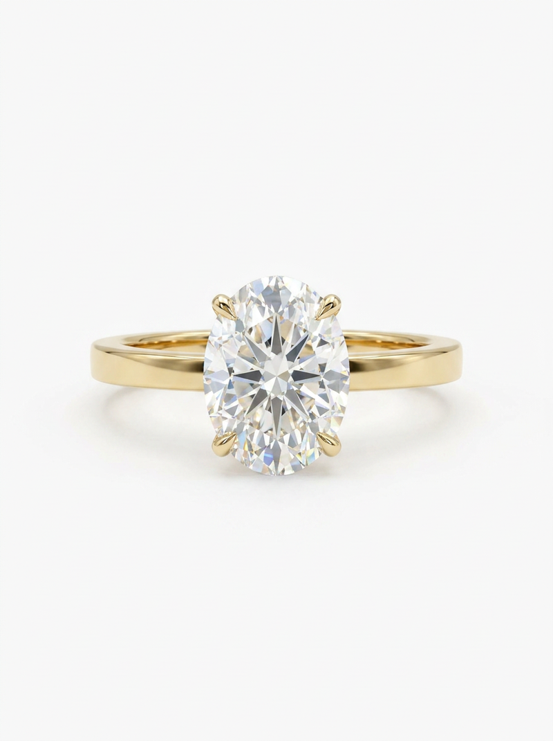 The Plinth | Oval Solitaire & Knife-Edge Band