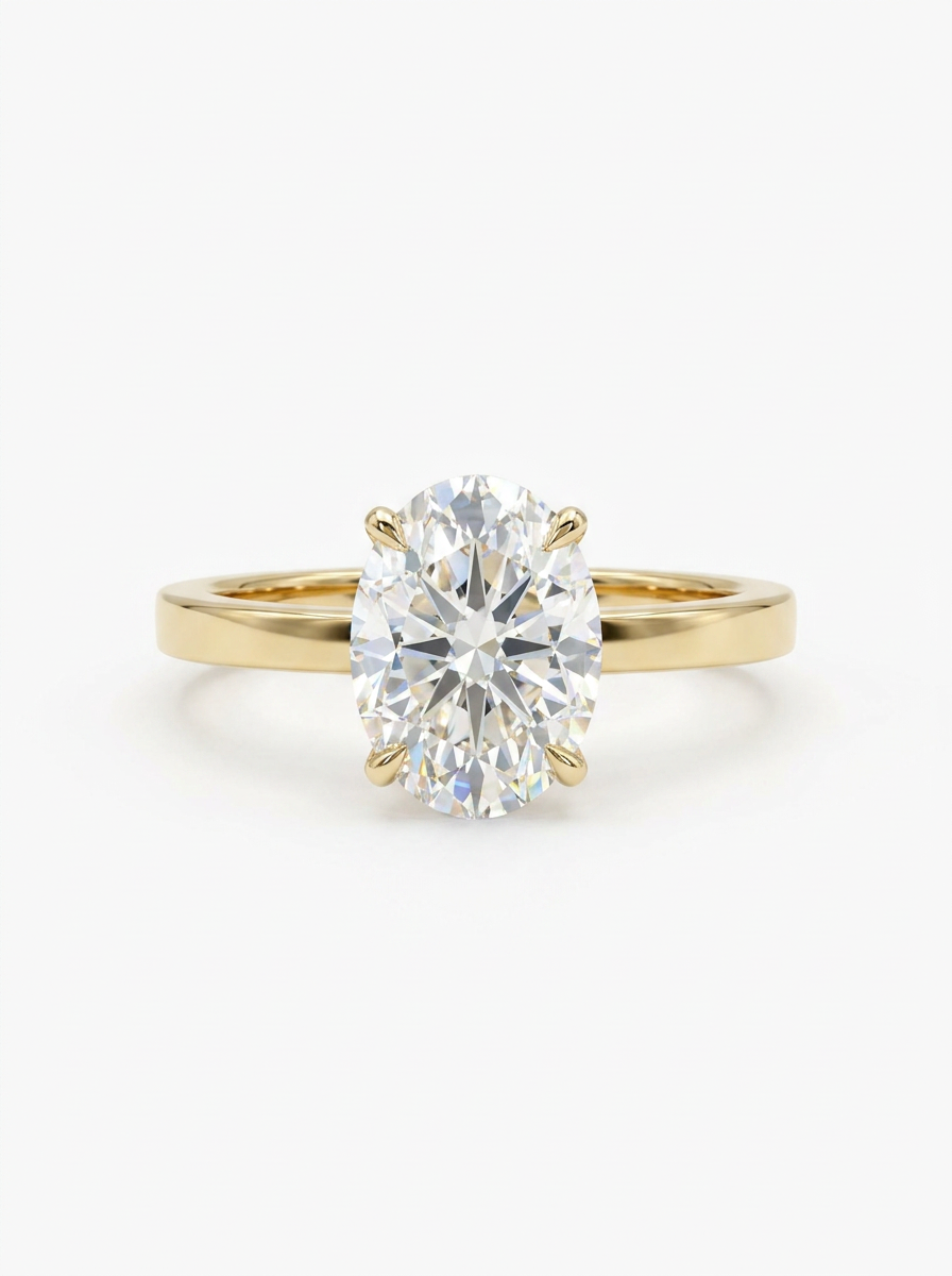 The Plinth | Oval Solitaire & Knife-Edge Band