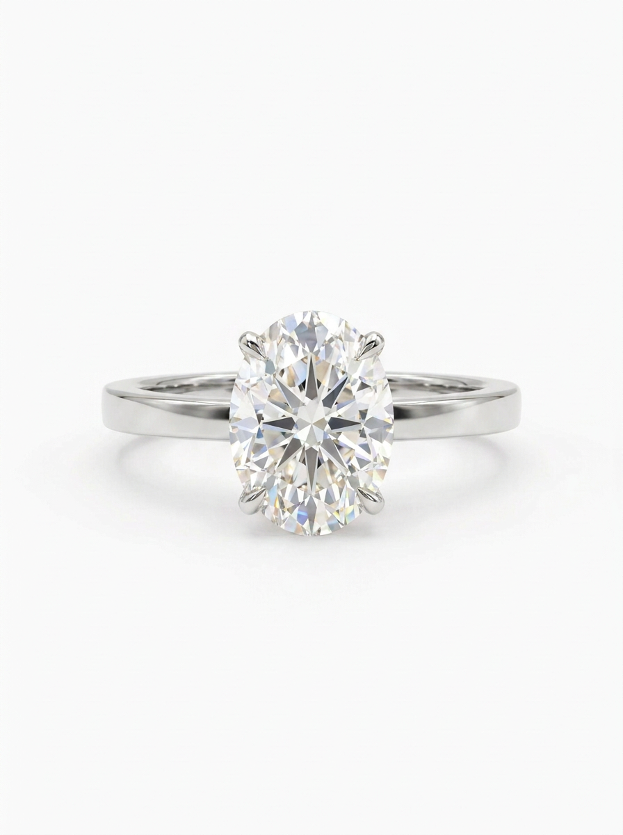 The Plinth | Oval Solitaire & Knife-Edge Band