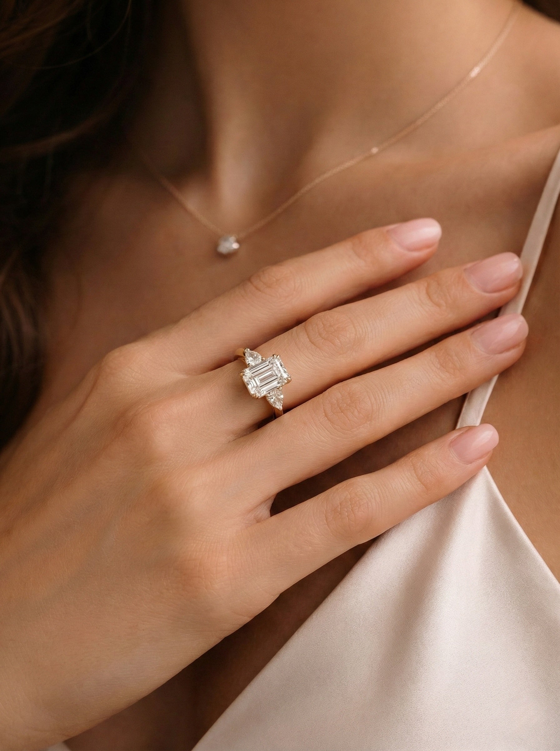 The Martini | Emerald & Pear Three-Stone Ring