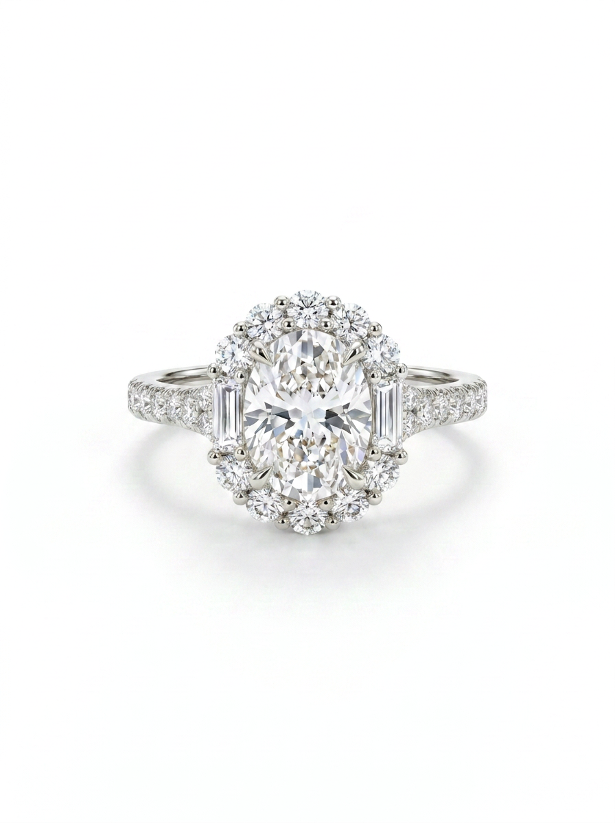 The Baguette Frame Oval | Architectural Baguette & Oval Diamond Ring