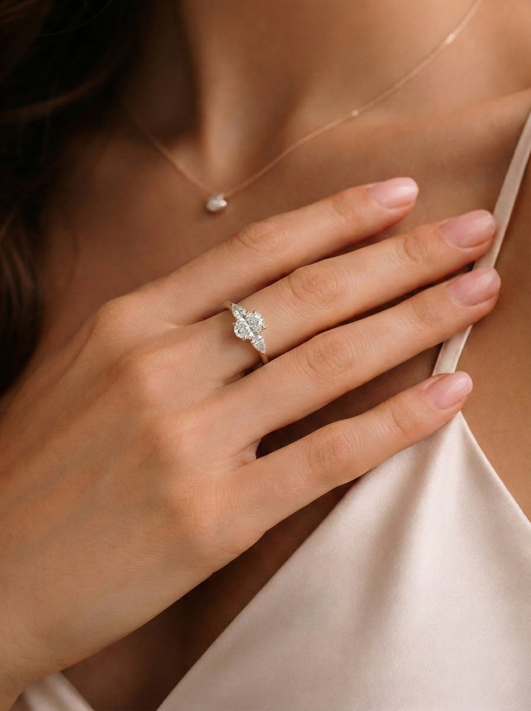 The Grace | Oval & Pear Three-Stone Ring