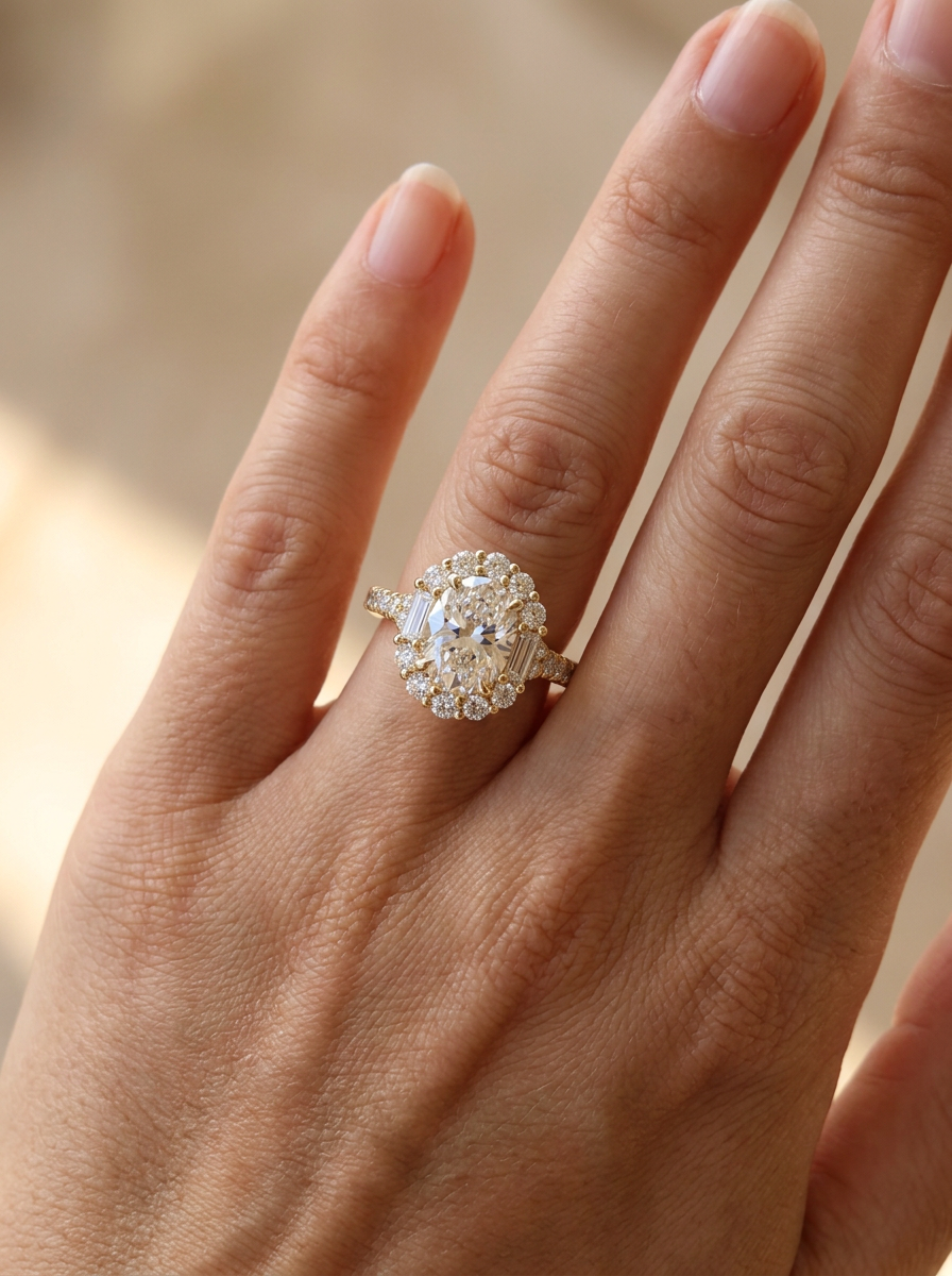 The Baguette Frame Oval | Architectural Baguette & Oval Diamond Ring