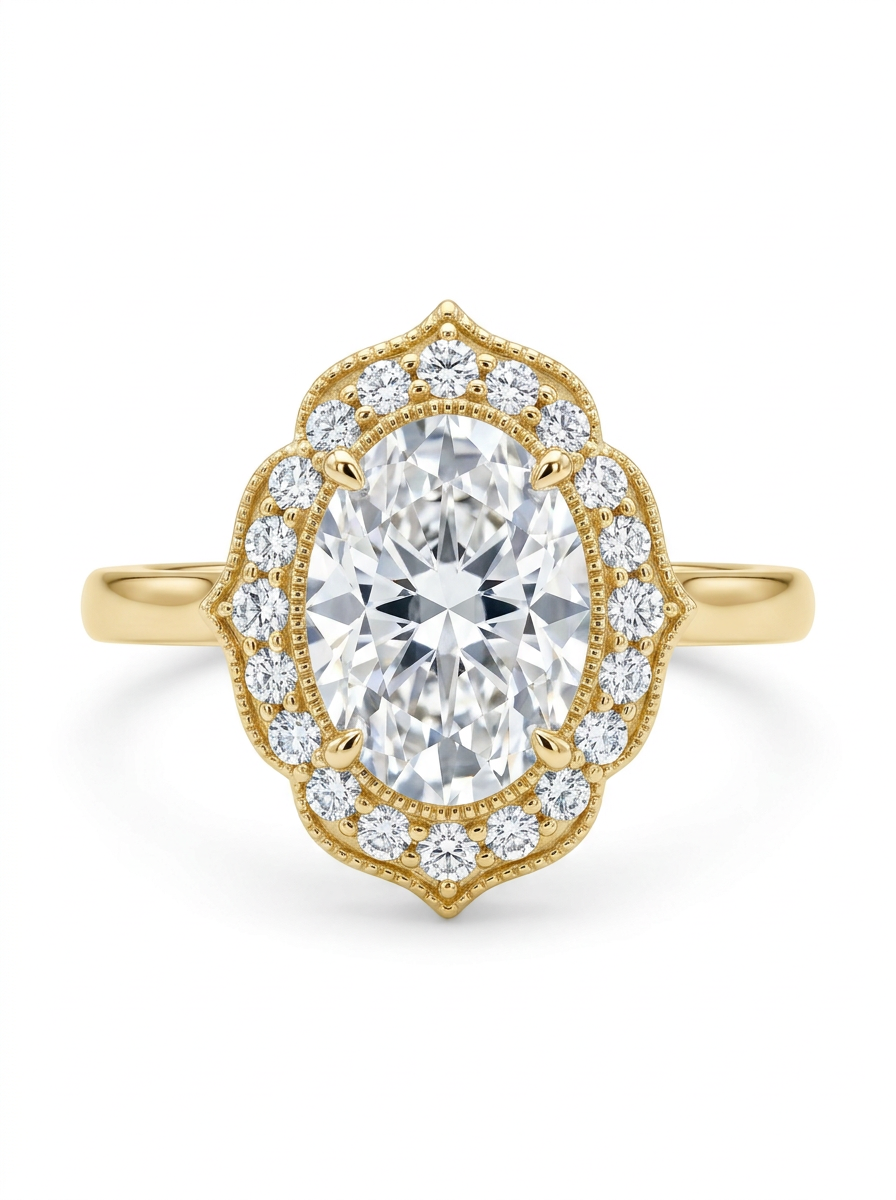 The Ogee | Oval Scalloped Halo Ring