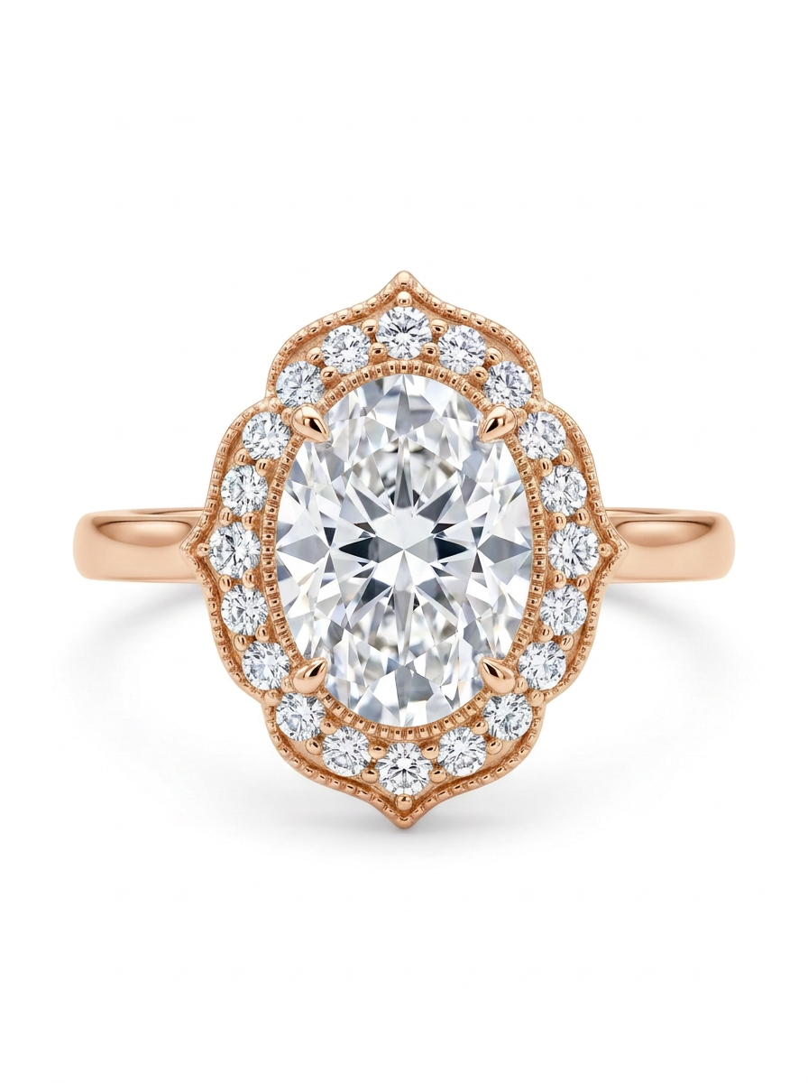 The Ogee | Oval Scalloped Halo Ring