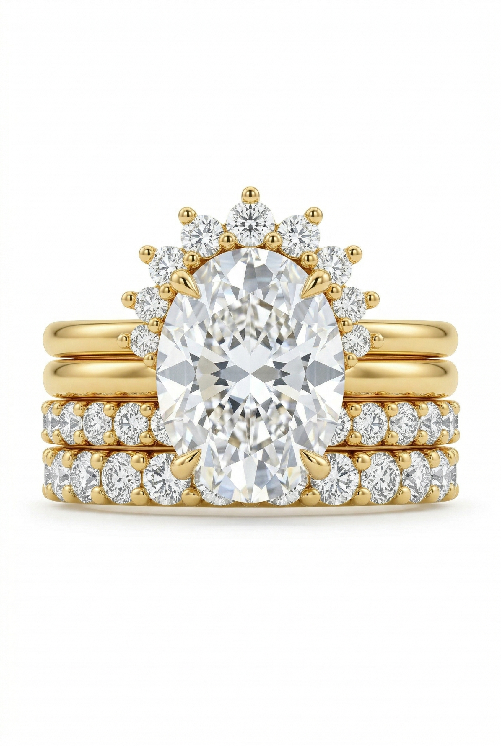 The Meridian | Grand Oval Solitaire & Triple-Eternity Crown Suite