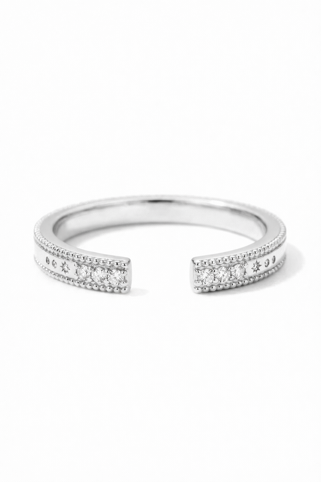 The Satin | Brushed Gold Milgrain Open Ring