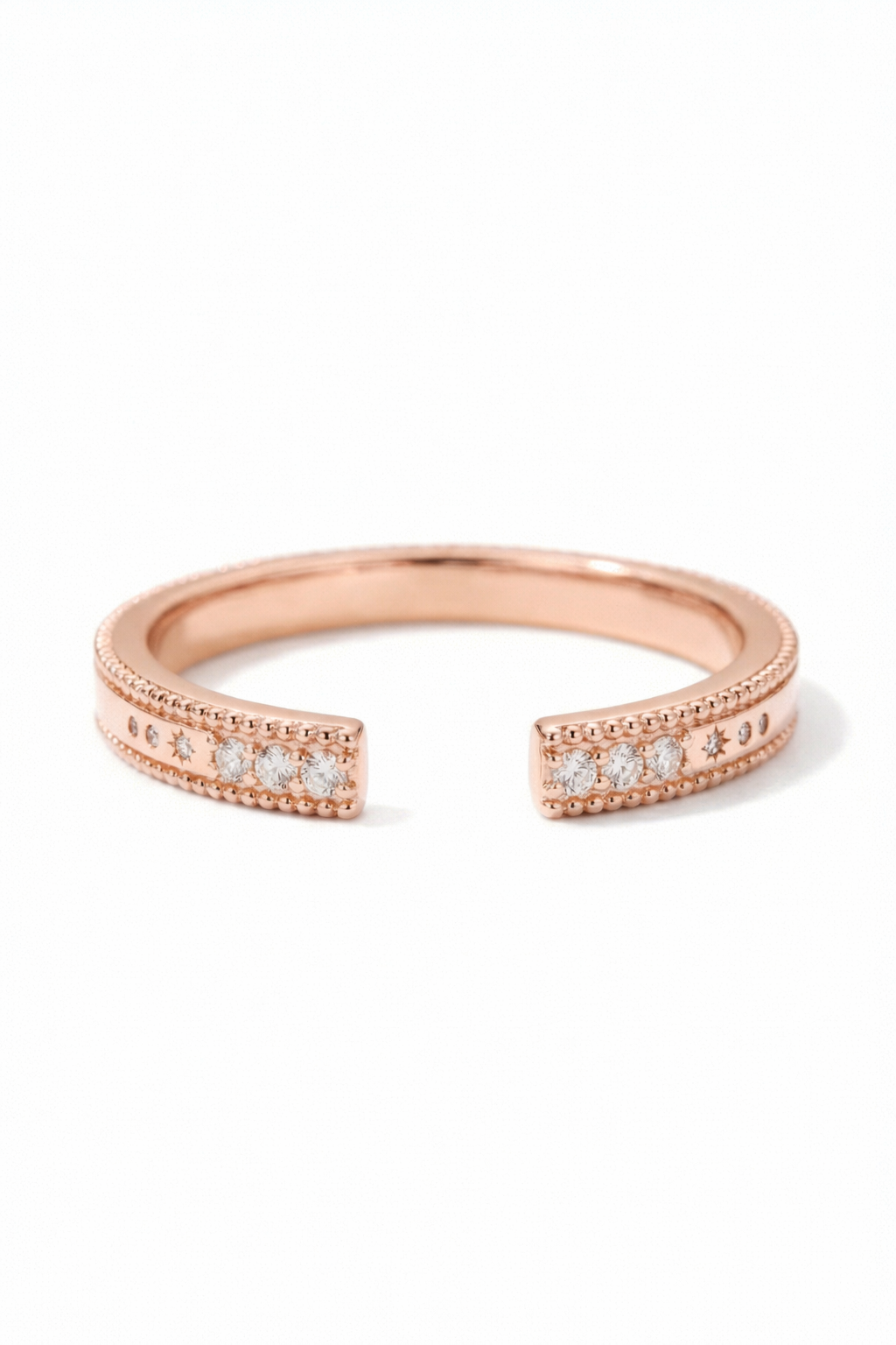 The Satin | Brushed Gold Milgrain Open Ring