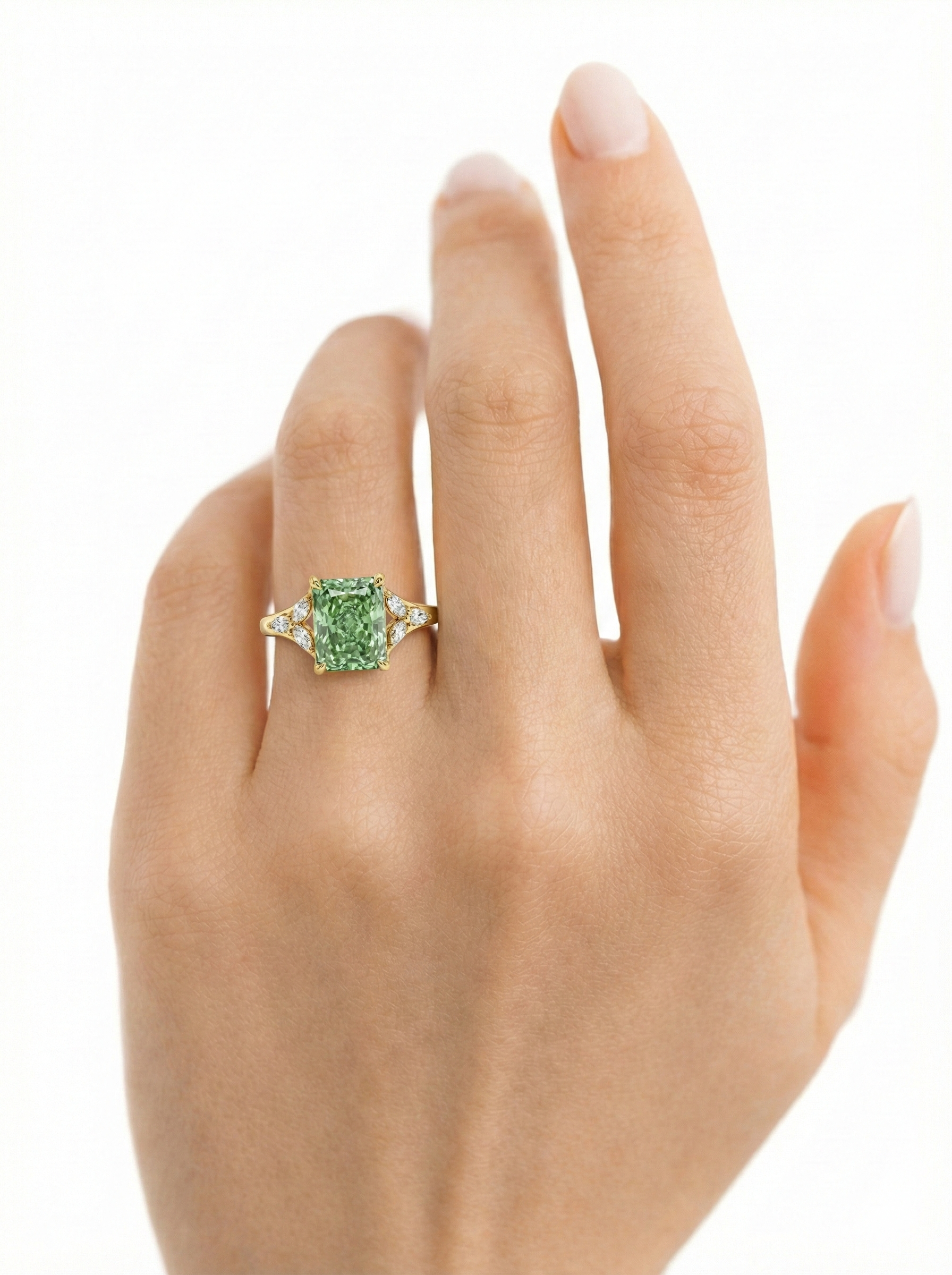 The Fern | Green Radiant & Marquise Ring