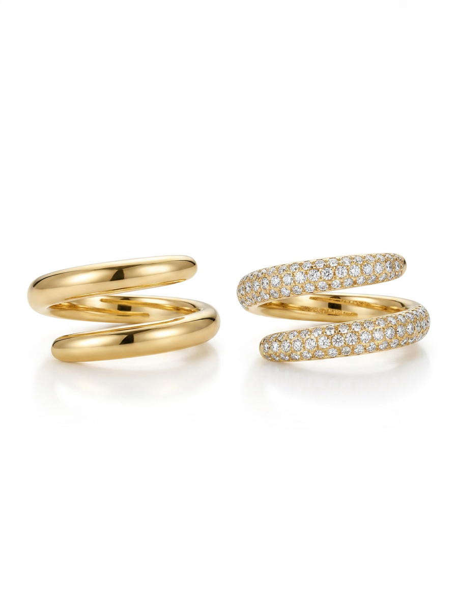 The Helix | Coiled Gold & Pavé Wrap Ring