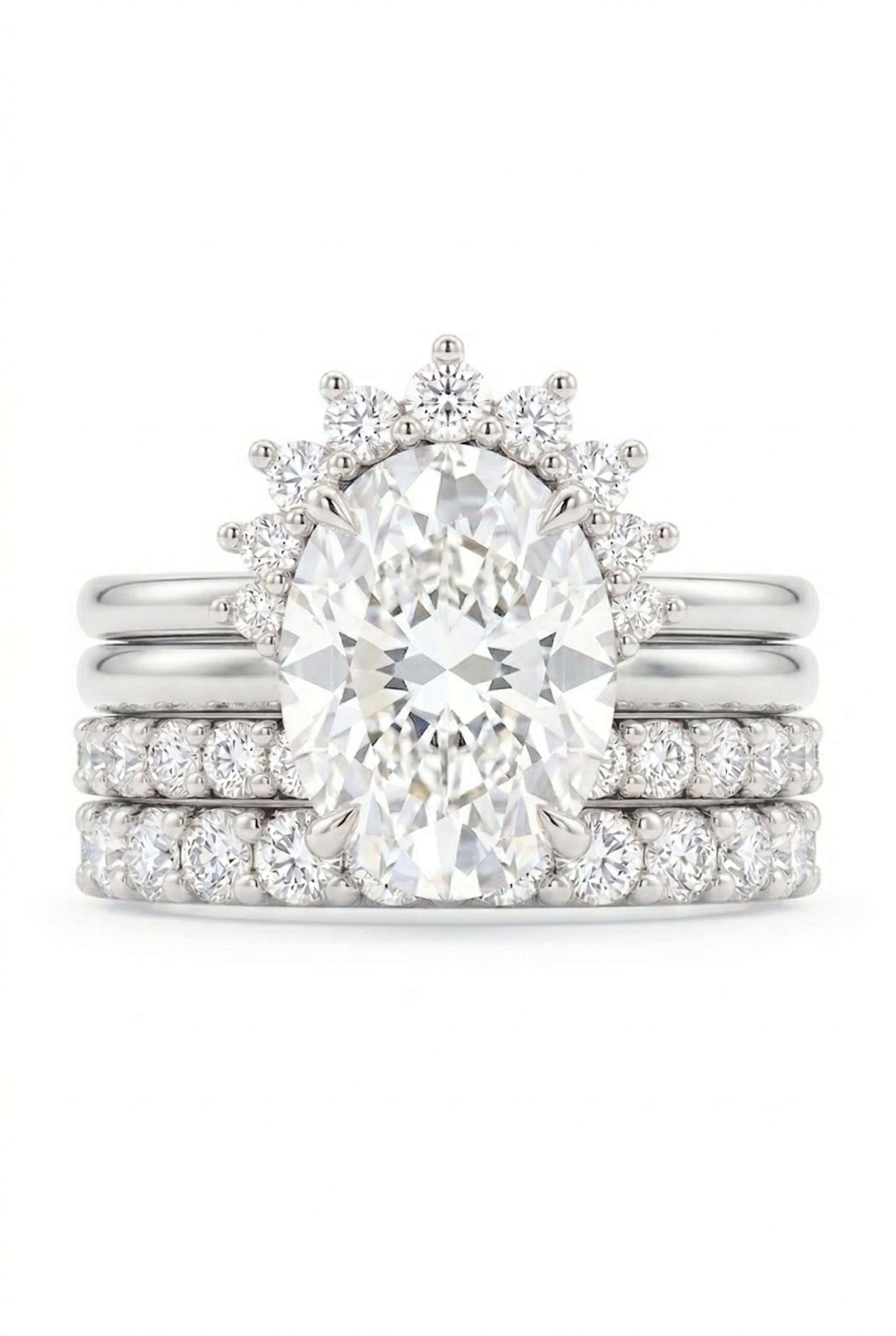 The Meridian | Grand Oval Solitaire & Triple-Eternity Crown Suite