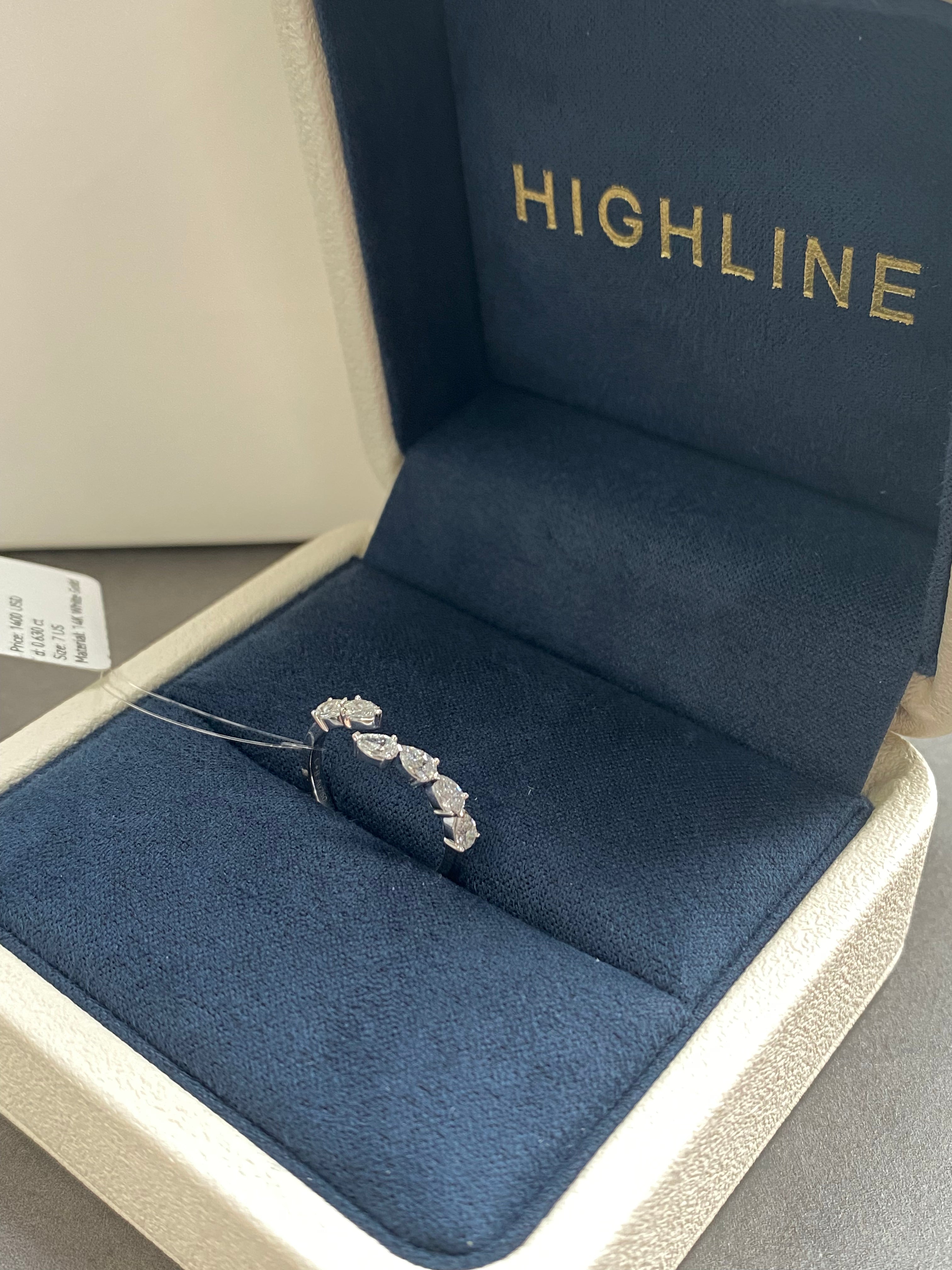 The Willow open pear-cut enhancer ring, detail view ready to ship — Highline Diamond