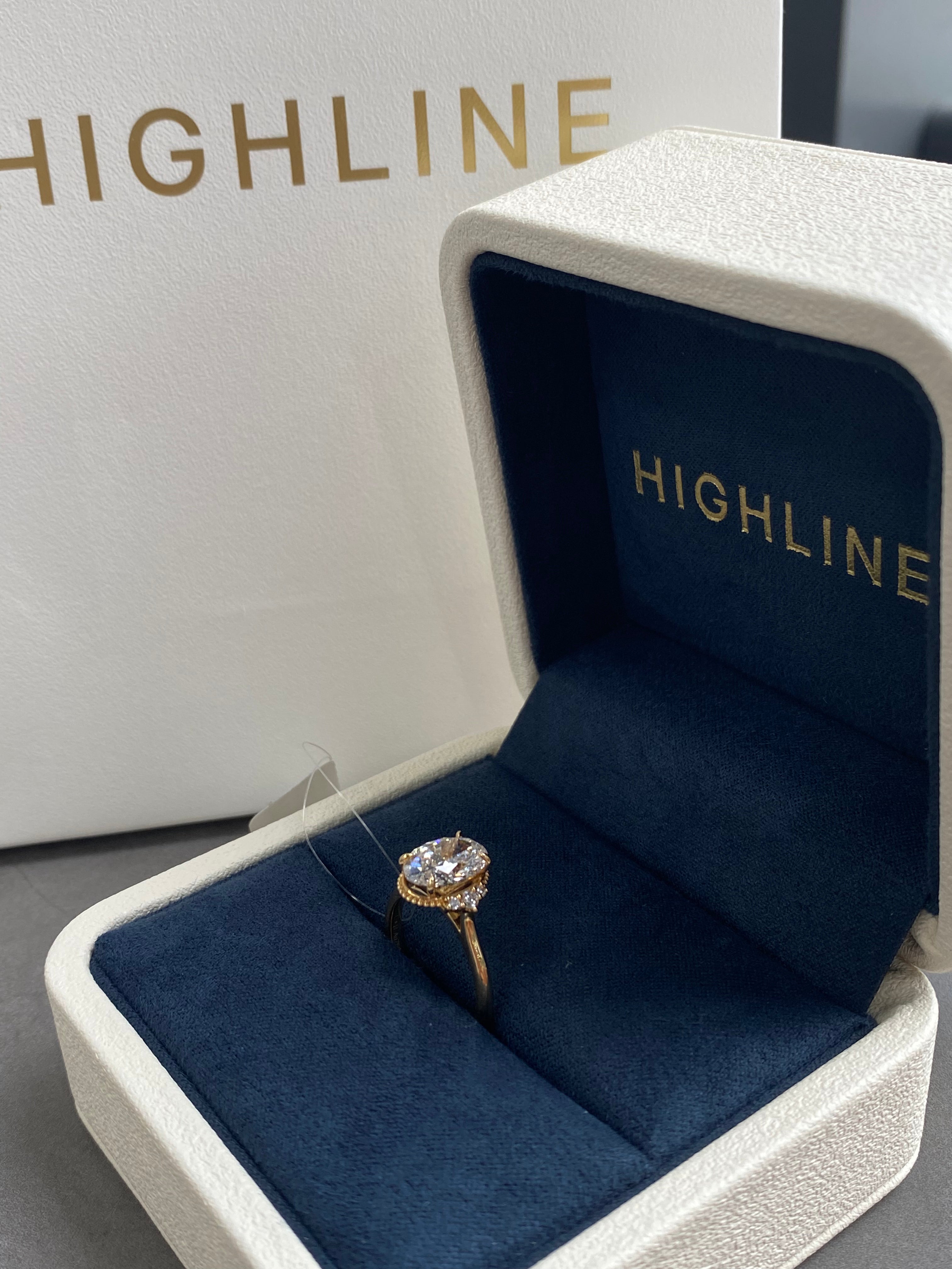 The Crown vintage oval milgrain ring, detail view ready to ship — Highline Diamond