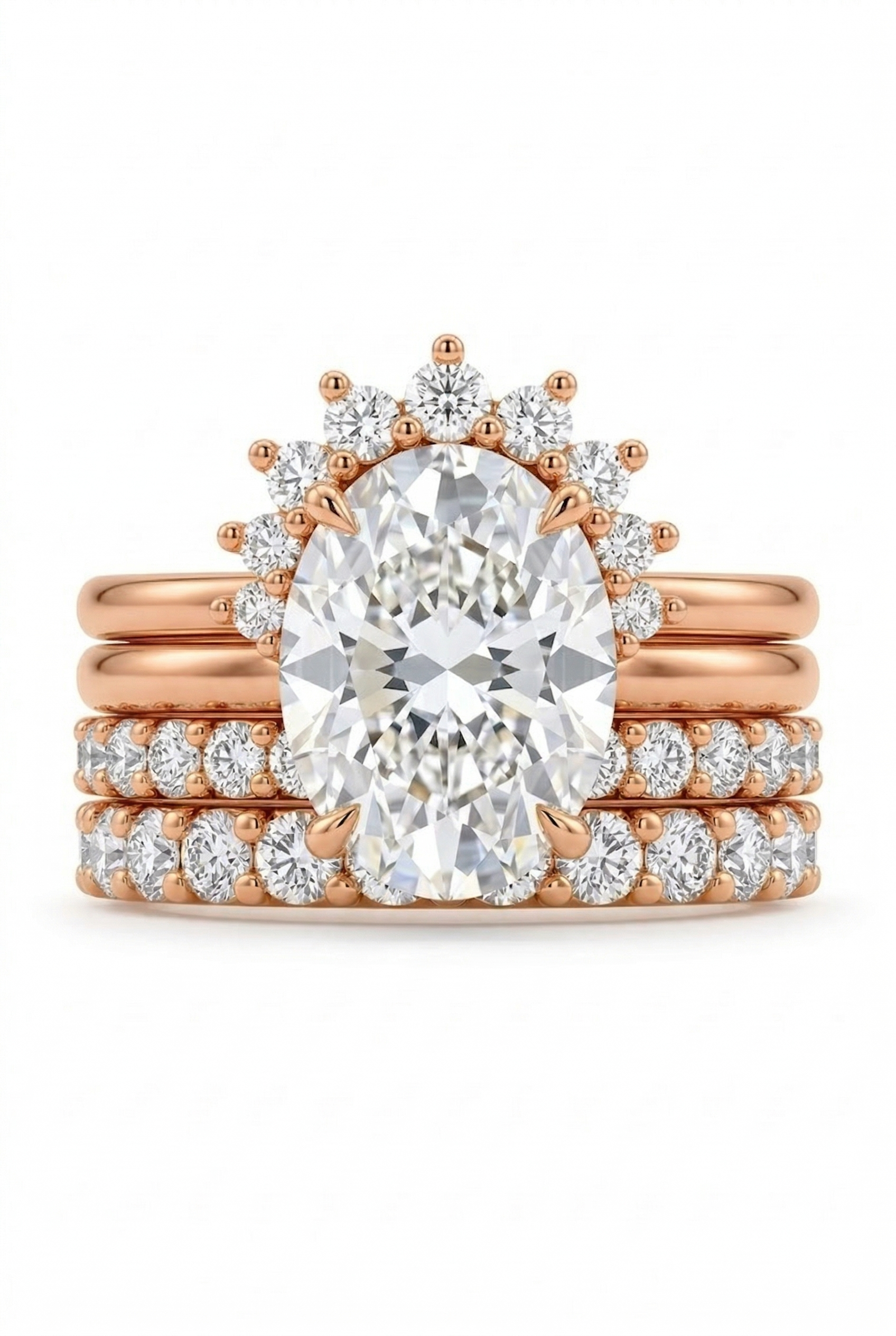 The Meridian | Grand Oval Solitaire & Triple-Eternity Crown Suite