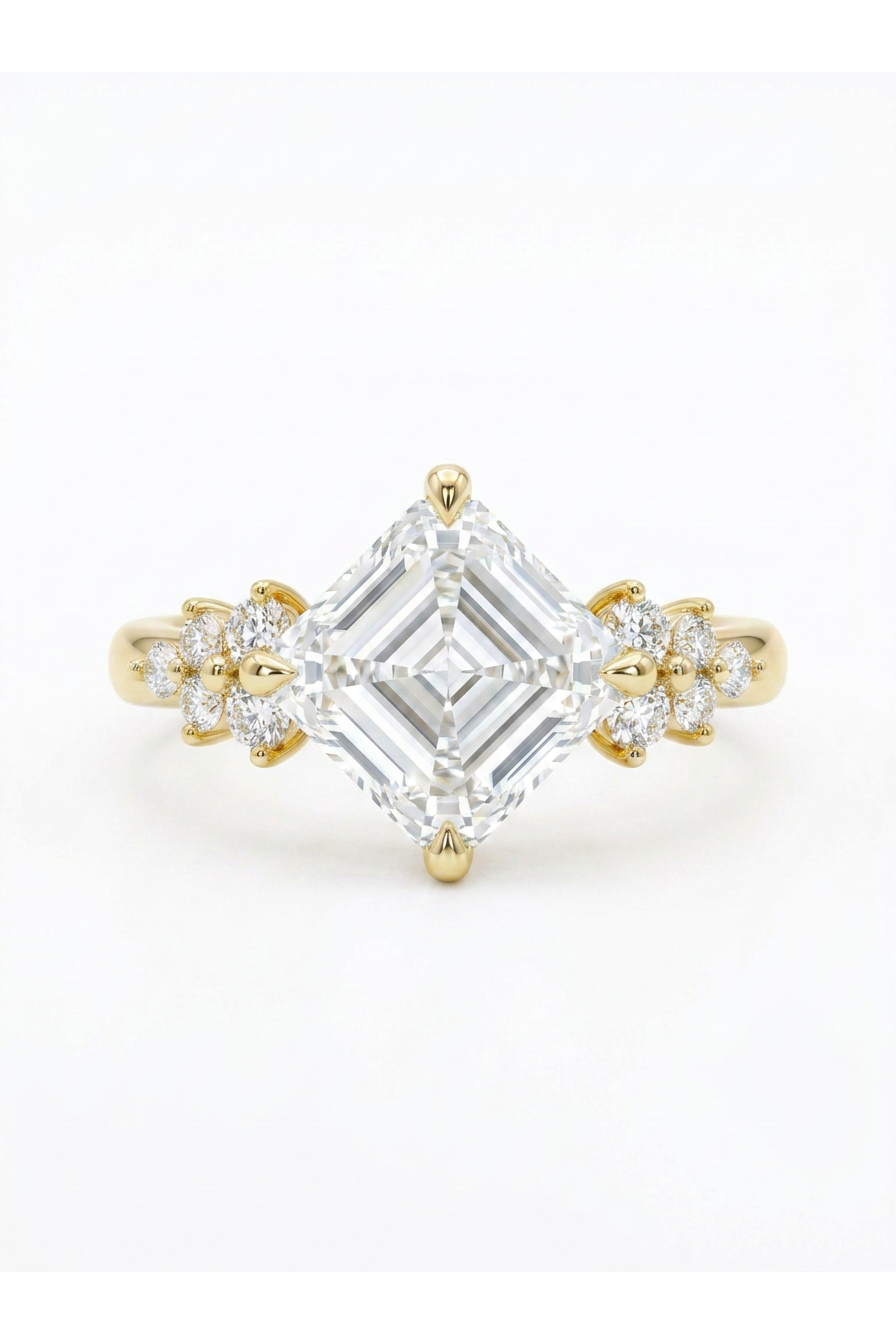 The Asscher Cluster ready to ship in 18K Yellow Gold — by Highline Diamond