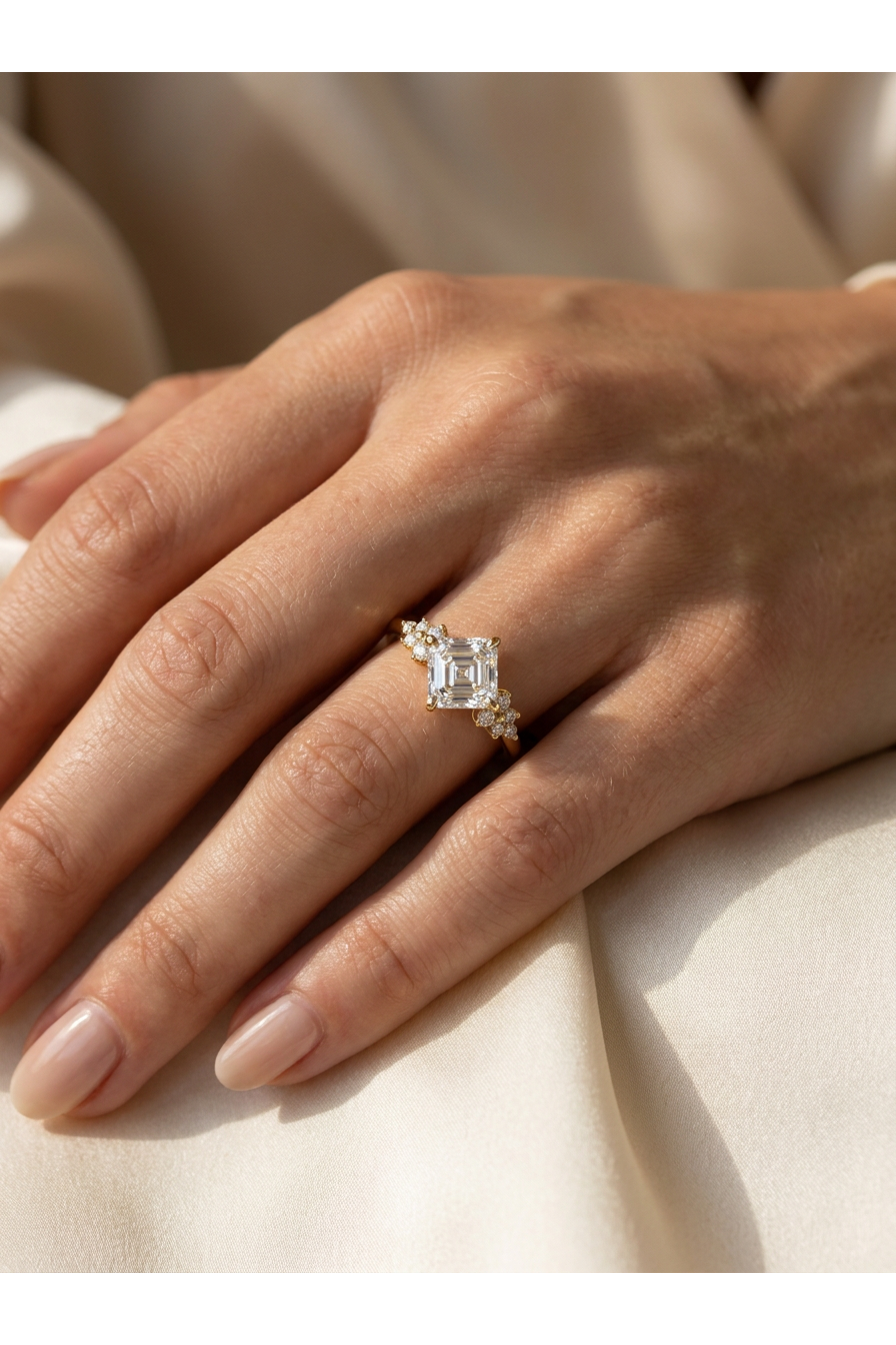 The Asscher Cluster | Kite-Set Diamond Ring