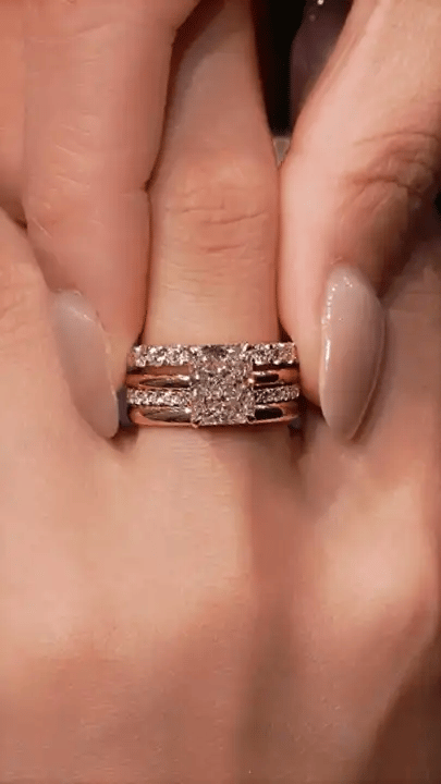 The Cadence radiant cut multi-row rhythmic band — lab-grown diamond band by Highline Diamond