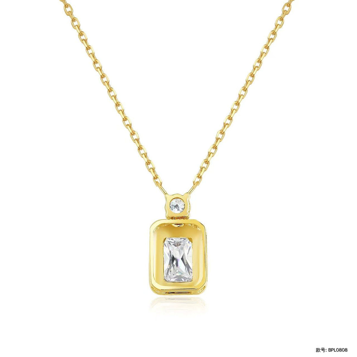 The Casement | Emerald-Cut Halo & Round Diamond Necklace