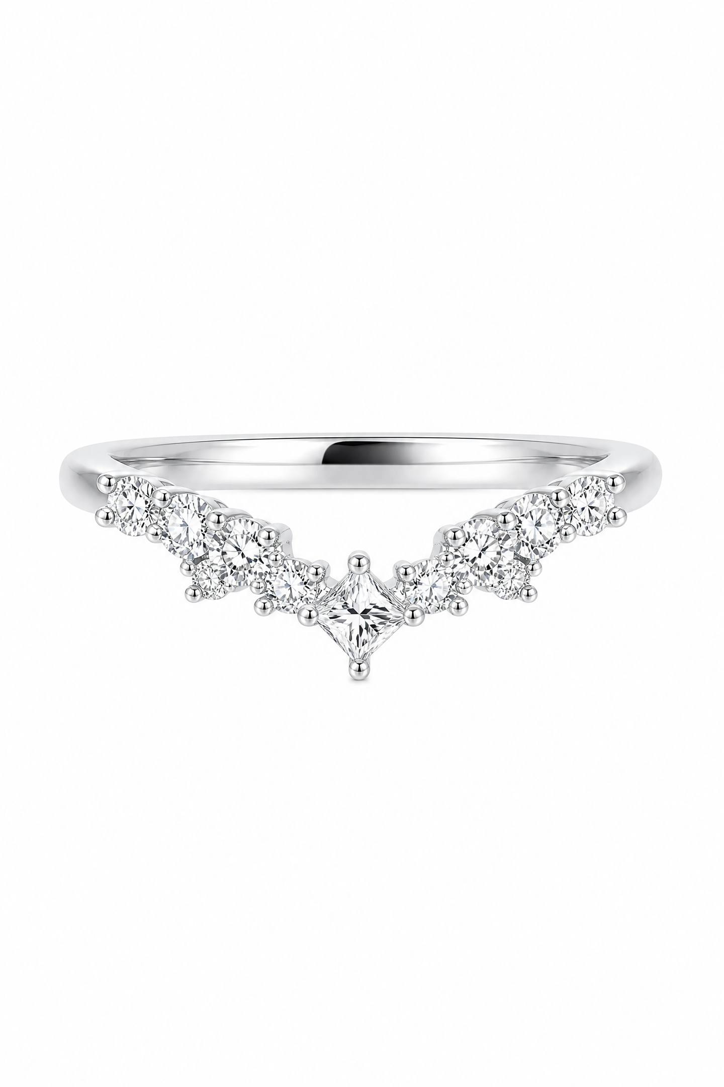 The Chevron | V-Contour Diamond Stacking Band
