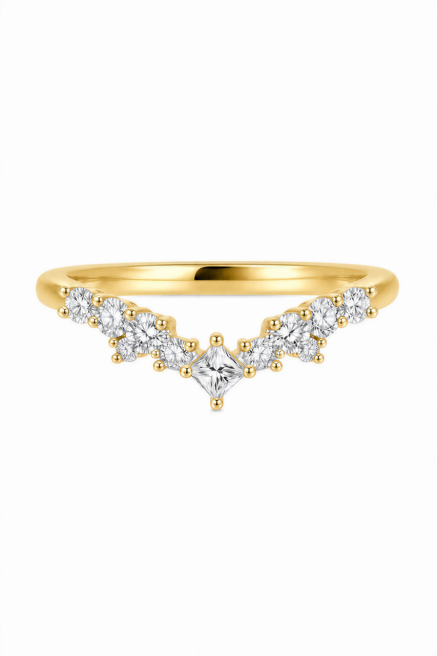The Chevron | V-Contour Diamond Stacking Band